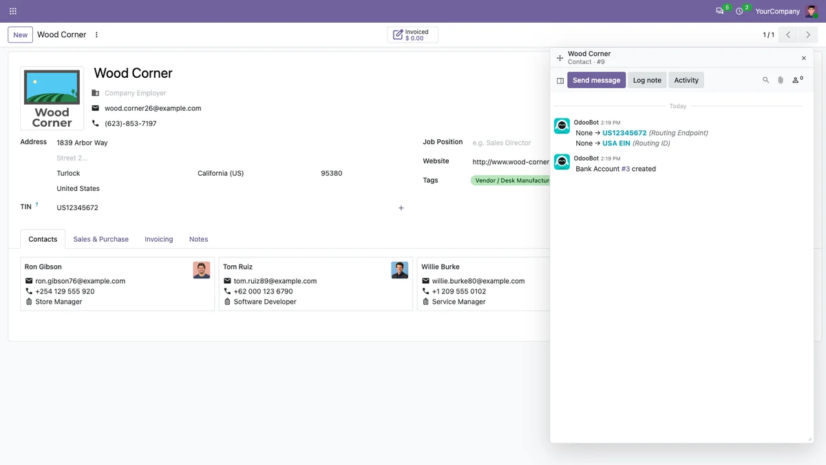 Chatter Workspace floating panel beside an Odoo form.