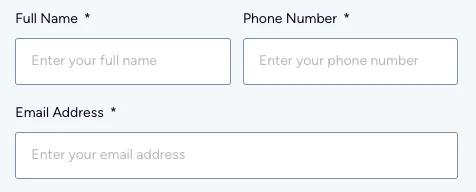 Detail of the CIFAL contact form showing the Full Name, Phone Number and Email Address fields with visible borders.