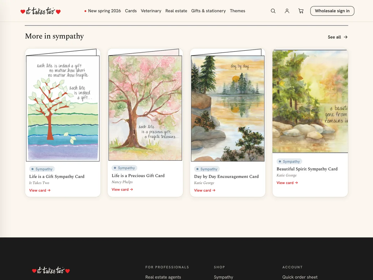 The More in sympathy grid at the foot of a card product page.