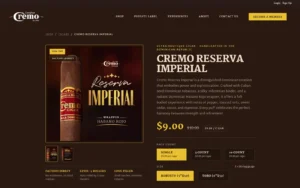 Cremo Cigars product page for Cremo Reserva Imperial