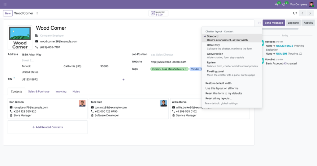 How to resize, hide or float the Odoo chatter