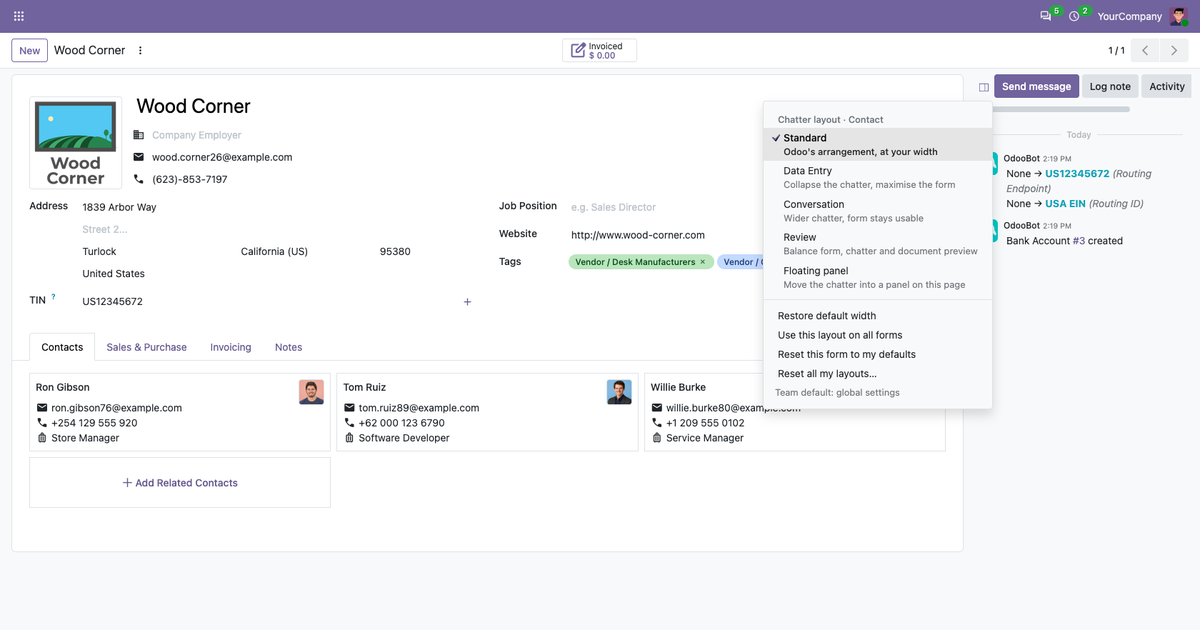 How to resize, hide or float the Odoo chatter